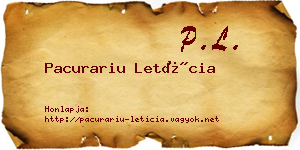 Pacurariu Letícia névjegykártya